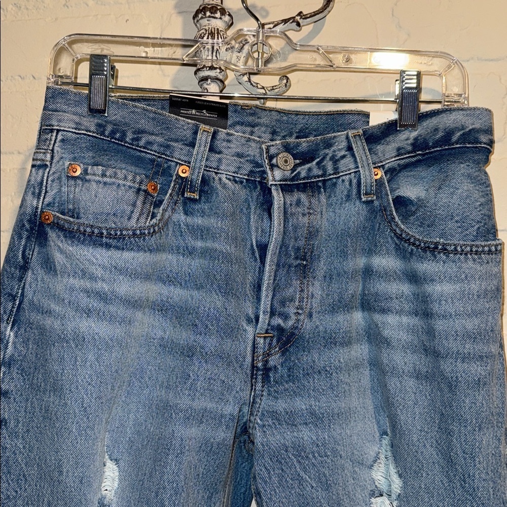 Levis 501 jeans 90’s Classic Blue Distressed Jeans cotton 26 x 30 NEW - Picture 3 of 5